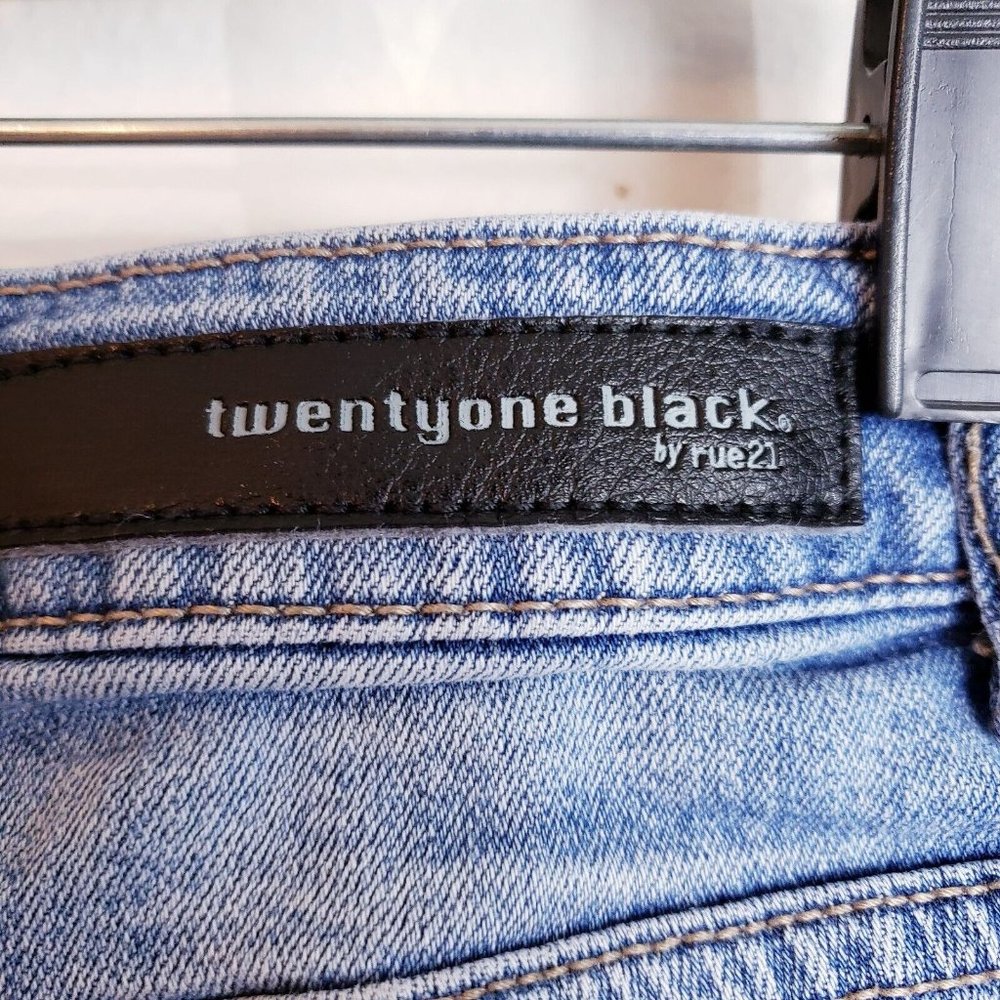 Twenty One Black Rue21 Mid Rise Skinny Flex Jeans Women's 3/4 Regular Blue - Picture 10 of 16